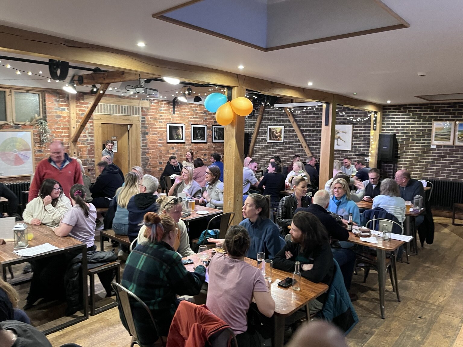 A busy SpeedQuiz night in a pub